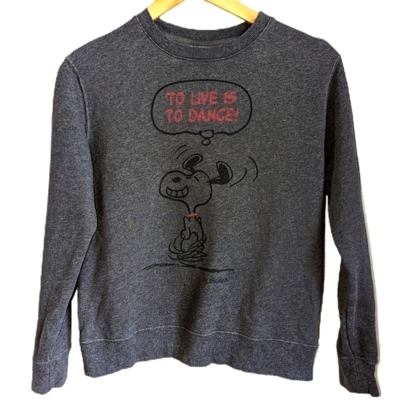 UNIQLO X Peanuts Grey Peanuts Cartoon Casual Sweatshirt Size Medium - Picture 1 of 9